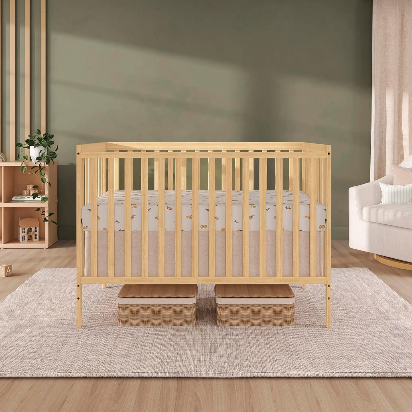 5-In-1 Convertible Crib In Natural, Greenguard Gold Certified, Fits Standard Full-Size Crib Mattress