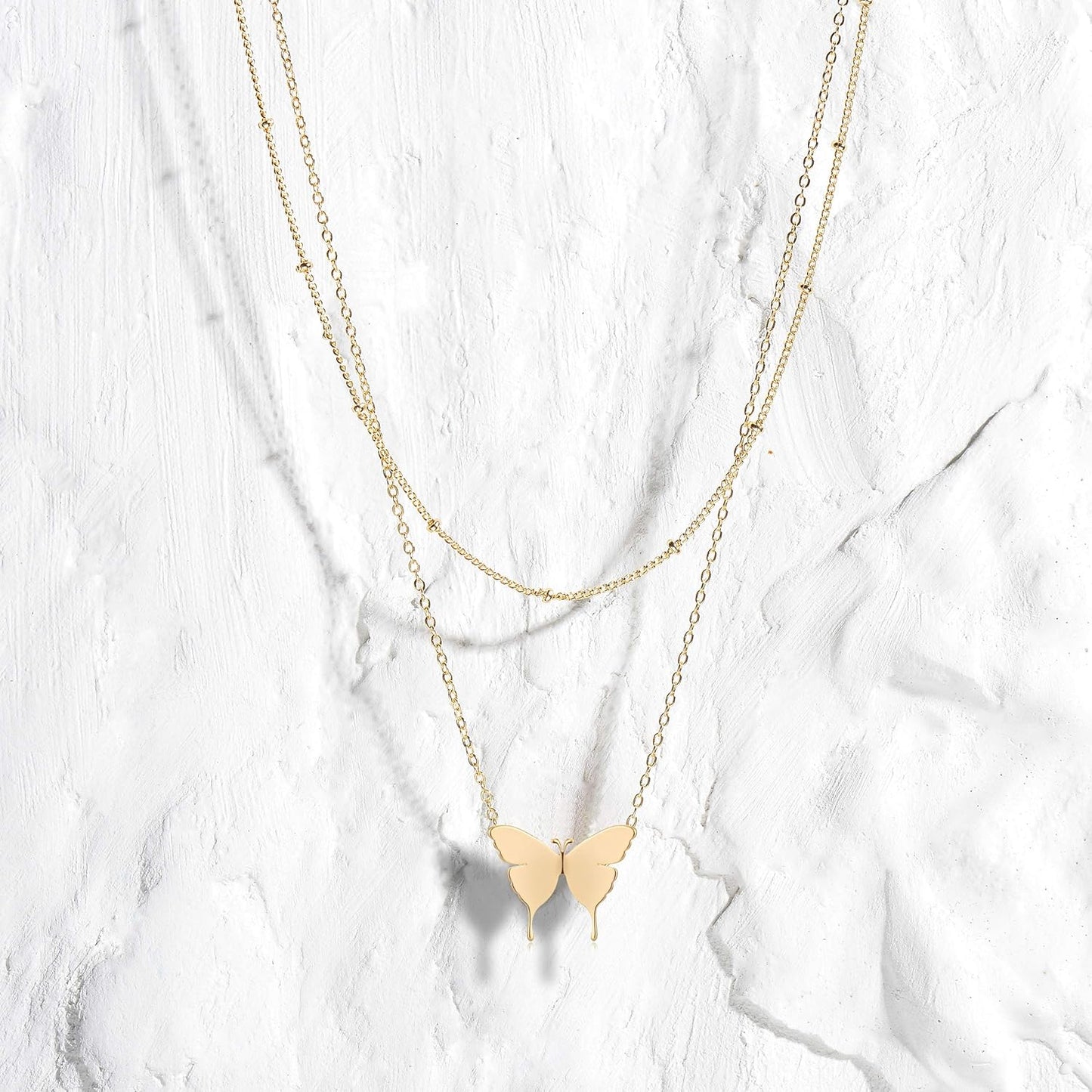 Layered Heart Necklace: 18K Gold Plated Dainty Pendant with Arrow & Bar - Handmade Boho Jewelry for Her