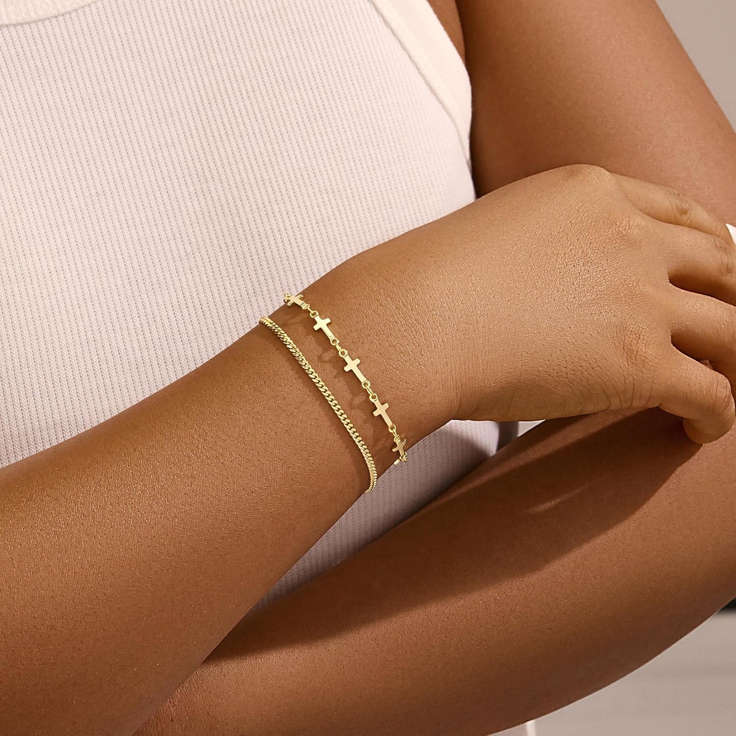 Gold Bracelets for Women,Dainty Bracelets Set for Women Trendy, Gold Bracelets Stack With Beaded