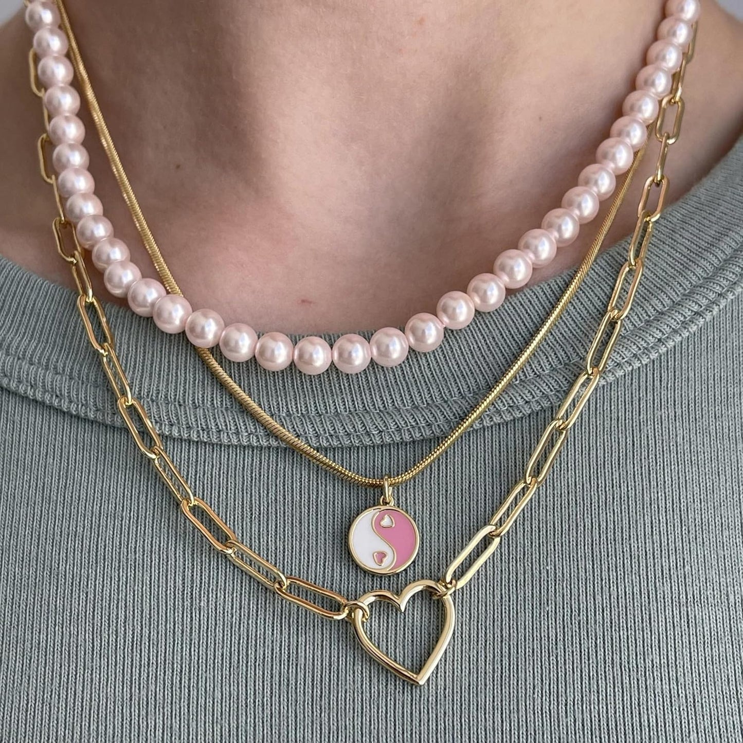 Delicate Heart Pendant Necklace, 14K Gold Plated Dainty Chain, Gift for Women