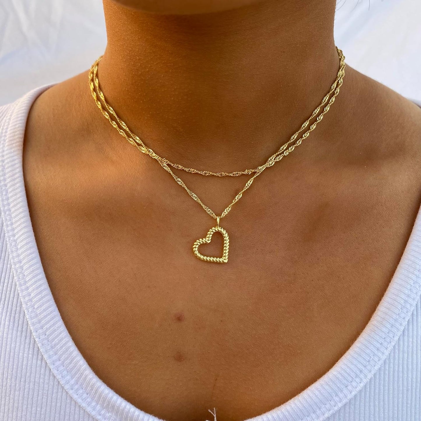 Delicate Heart Pendant Necklace, 14K Gold Plated Dainty Chain, Gift for Women