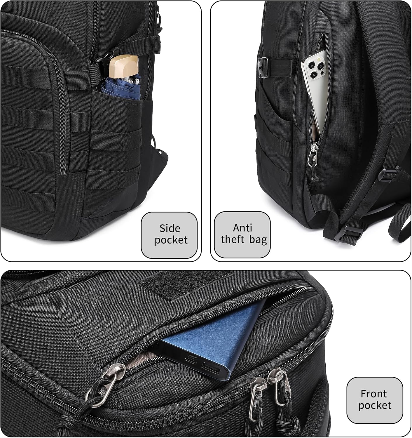 Military tactical backpack, backpack for men black small tactical assault bag
