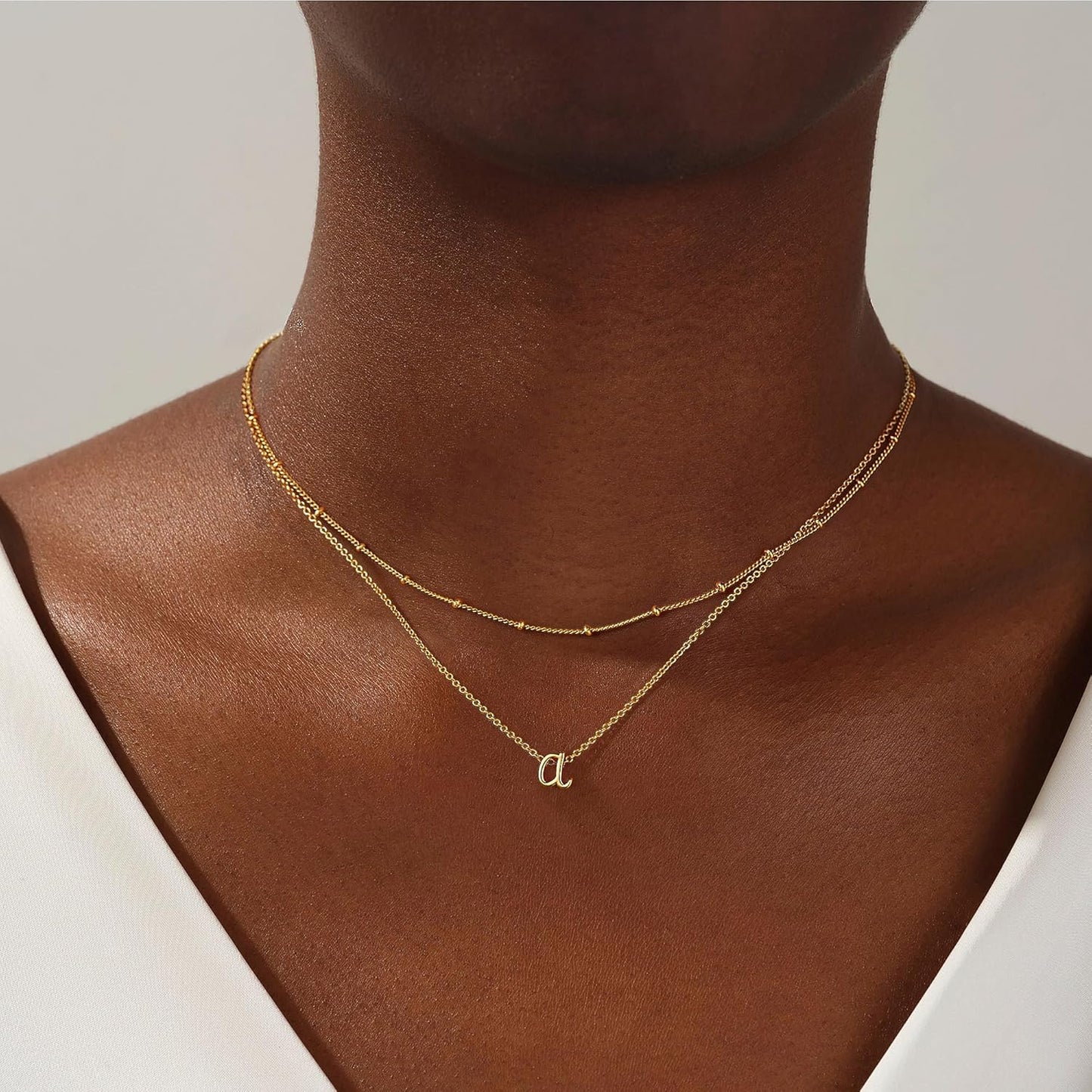 Personalized Initial Necklace: Dainty Gold or Silver Plated Layered Choker for Women & Teens, Stackable Birthday Gift