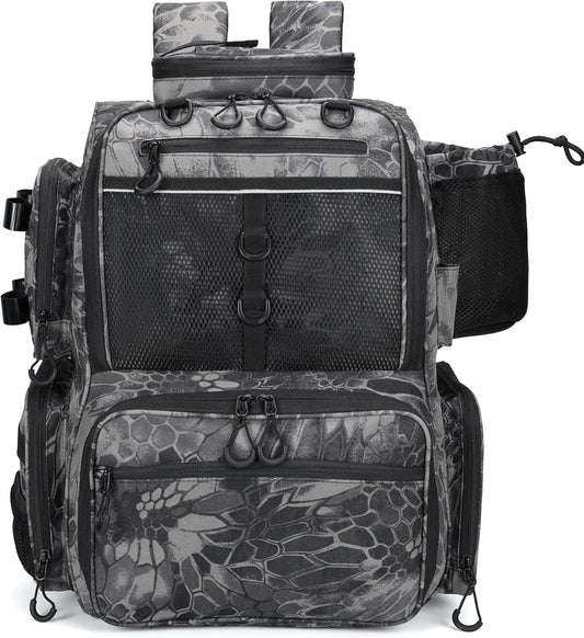 Fishing Tackle Backpack with Rod Holders, Bottle Holder, Storage Bag Store Fishing Gear