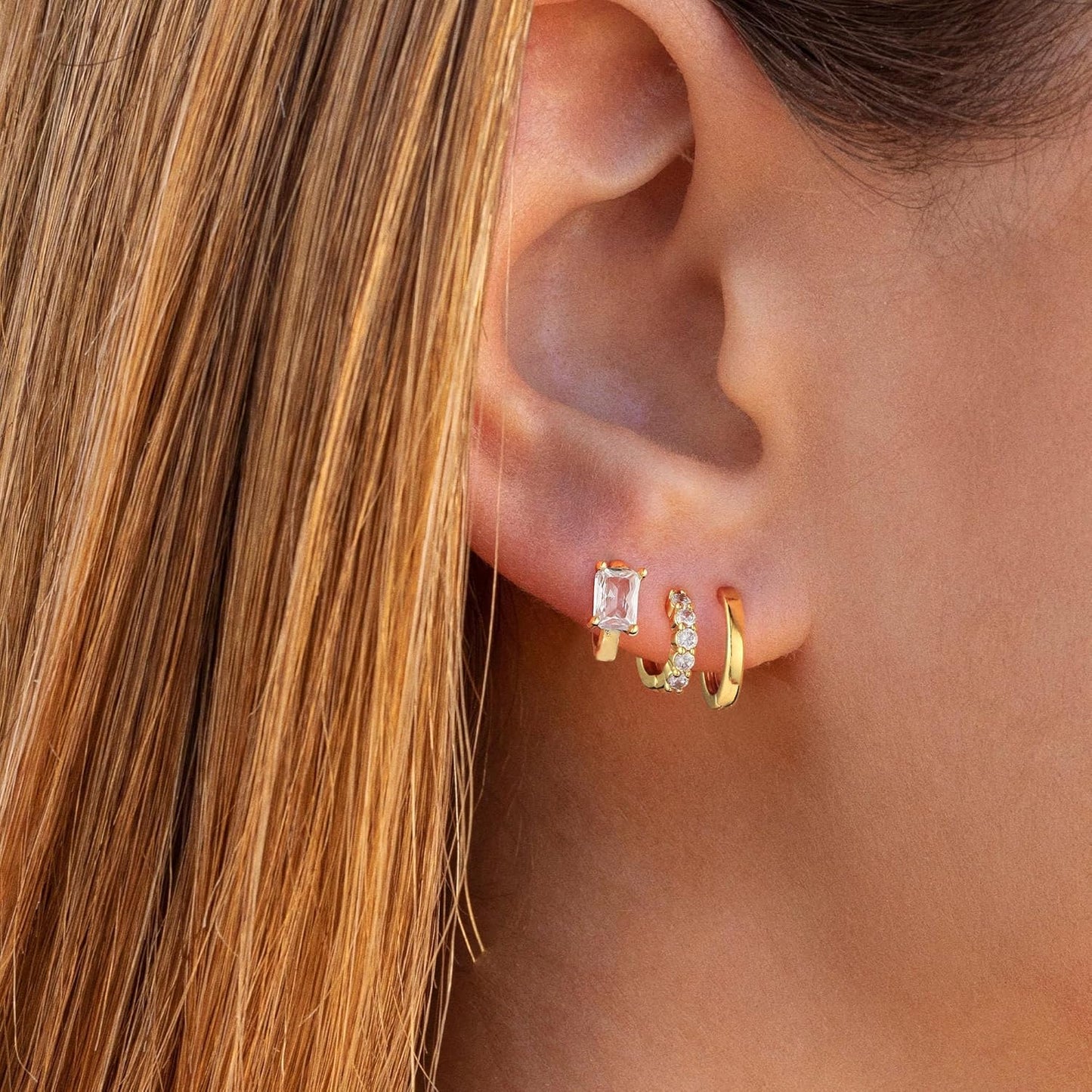 Gold Hoop Earrings for Women Trendy,14K Real Gold Plated Cute Stud Earrings Small Huggie Hoop Earrings non tarnish Jewelry for Women