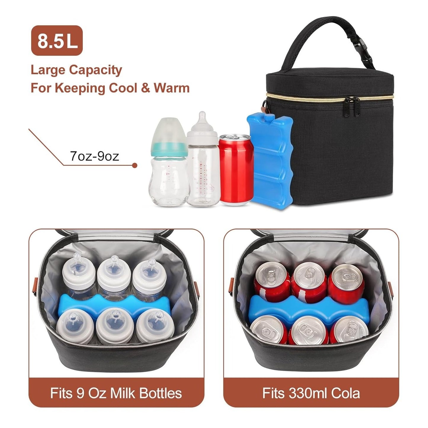 Breastmilk Cooler Bag with Ice Pack,  Bottle Bag, Breast Milk Cooler on The go with Strap
