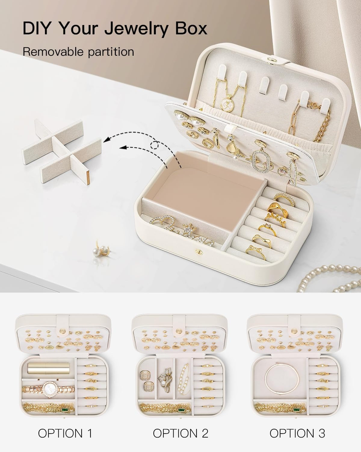 Travel Jewelry Case, PU Leather Small Mini Jewelry Box for Rings, Necklaces, Bracelet
