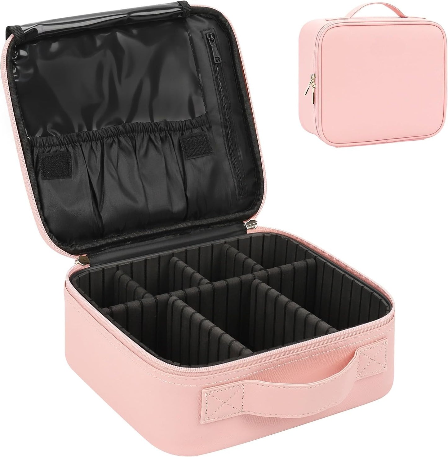 Travel Makeup Case Organizer Portable Artist Storage Bag with Adjustable Dividers
