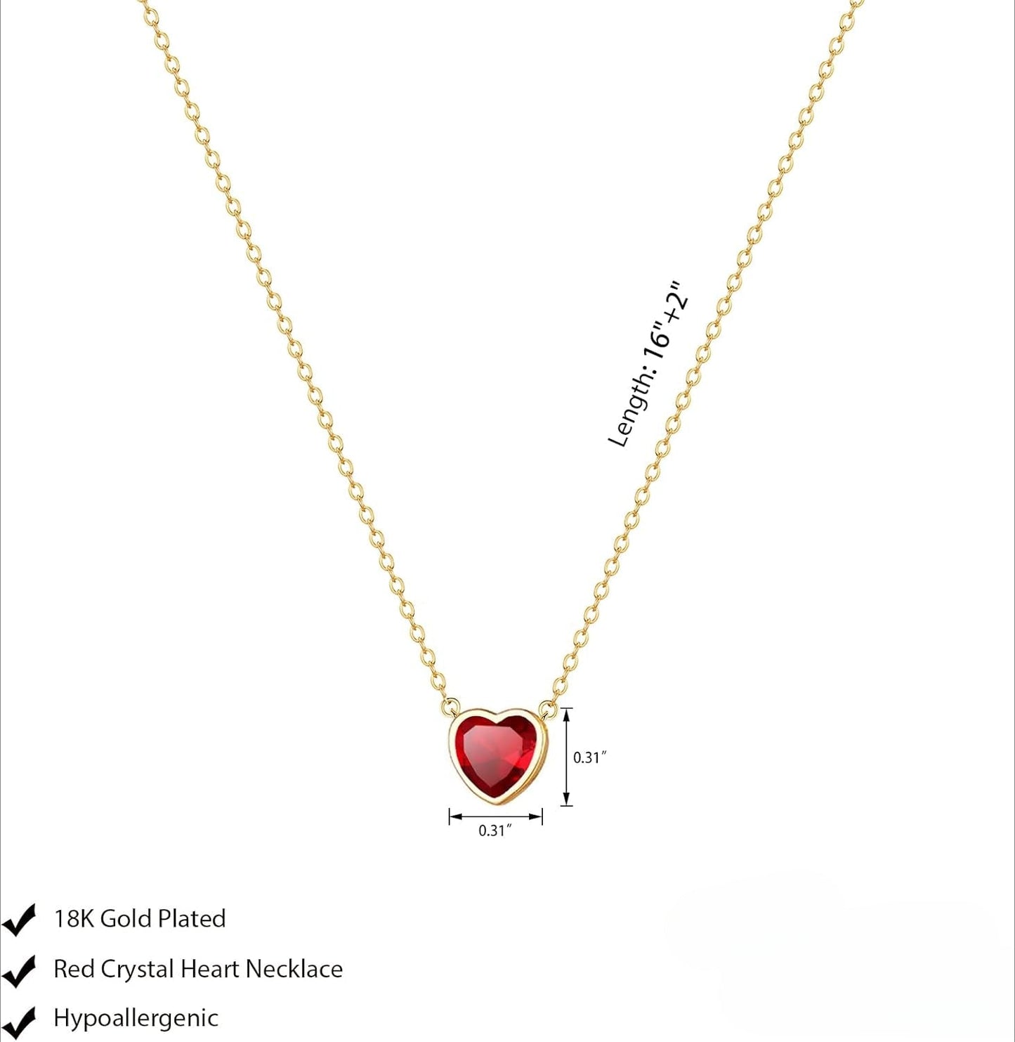 18K Gold/Silver Plated Tiny Love Heart Choker Necklace For Women And Girls - Dainty Valentine's Day Gift