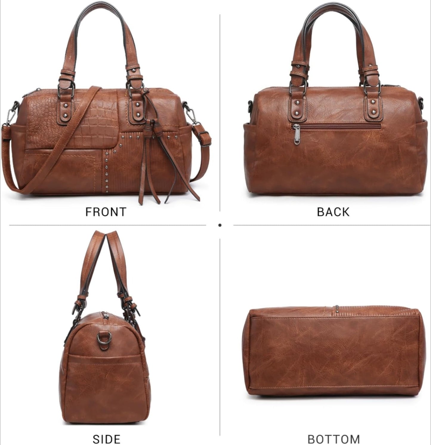 Women Soft Vegan Leather Barrel Bags Large  HandleTotes Satchel Handbags Shoulder Purse