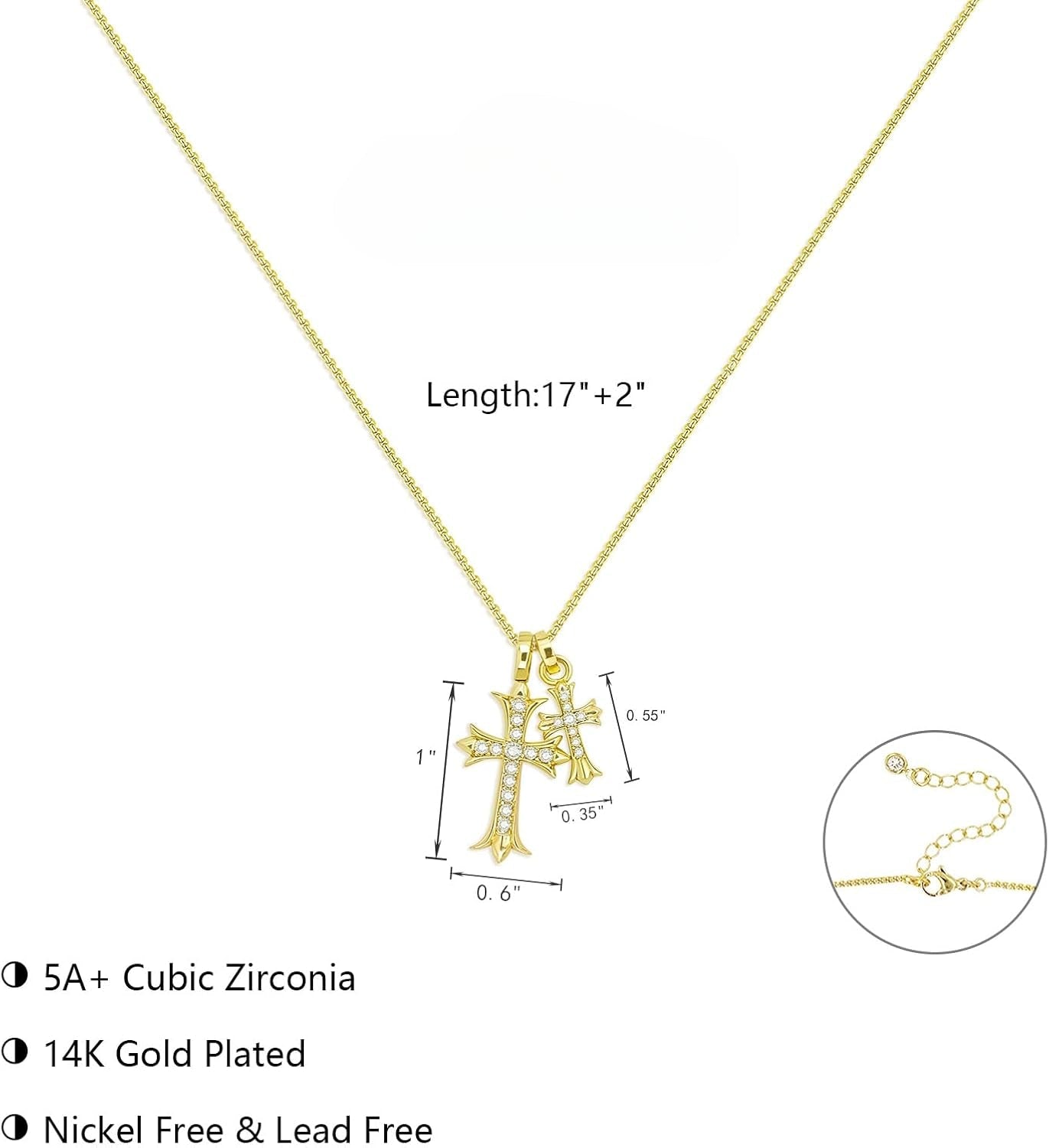 14K Gold Faith Cross Necklace – Dainty Religious Pendant for Women