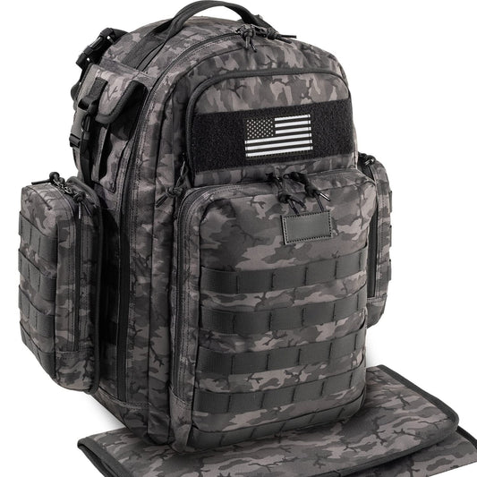 Mens Diaper Bag Backpack with Diaper Changing Mat, Waterproof Pouch, Baby Wipes pocket, Insulated Bottle Pockets
