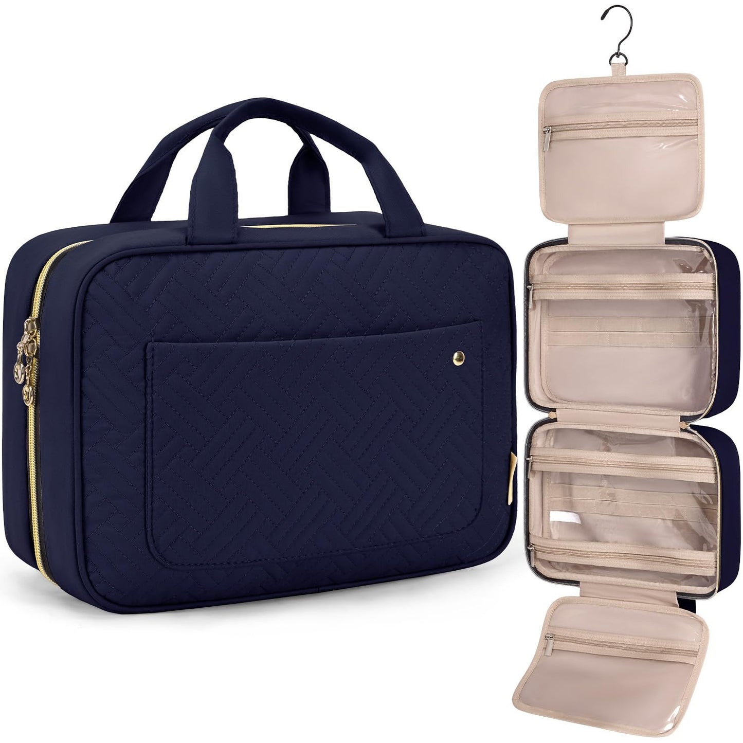 Toiletry Bag Travel Bag with Hanging Hook, Water-resistant Makeup Cosmetic Bag Travel Organizer