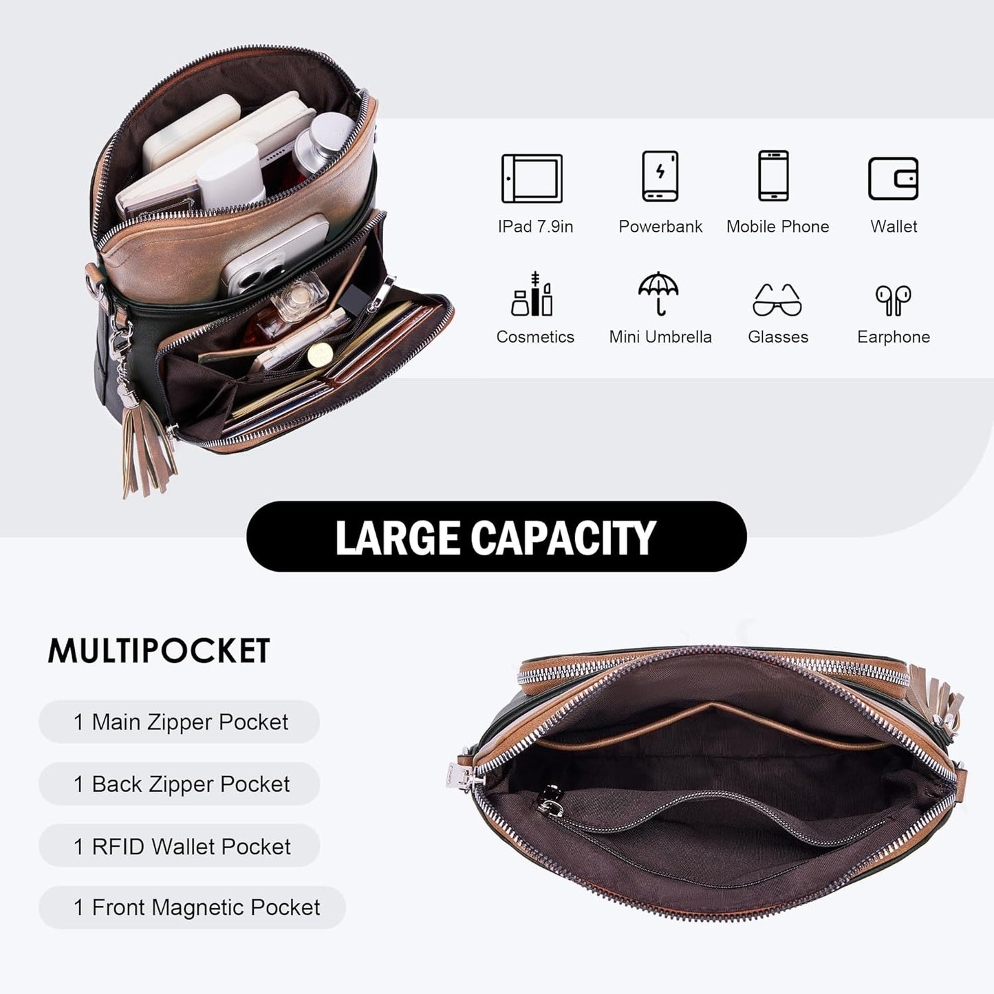 Crossbody Purse for Women Vegan Leather Medium Crossbody Wallet Bag for Travel Women Shoulder Handbags