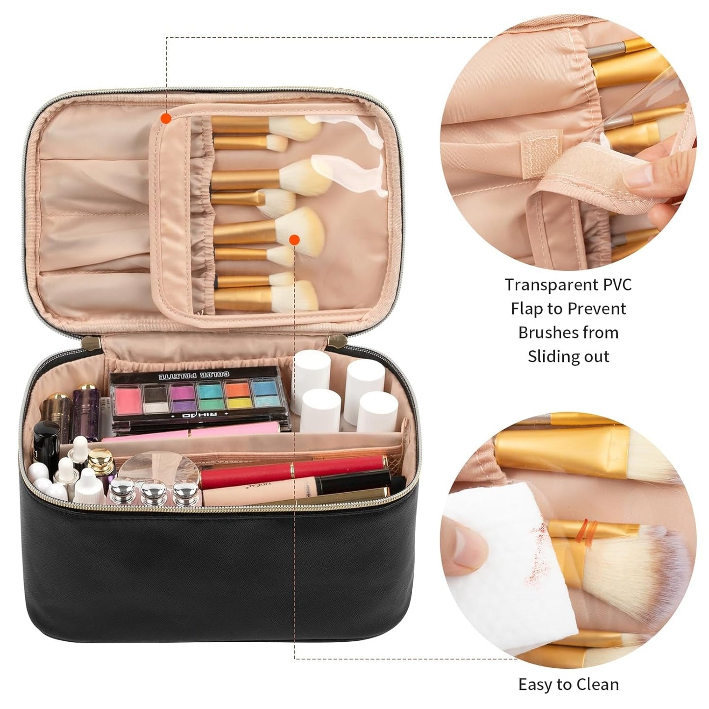 Makeup Bag, Portable Cosmetic Bag,  Makeup Case Organizer,  With Handle and Divider