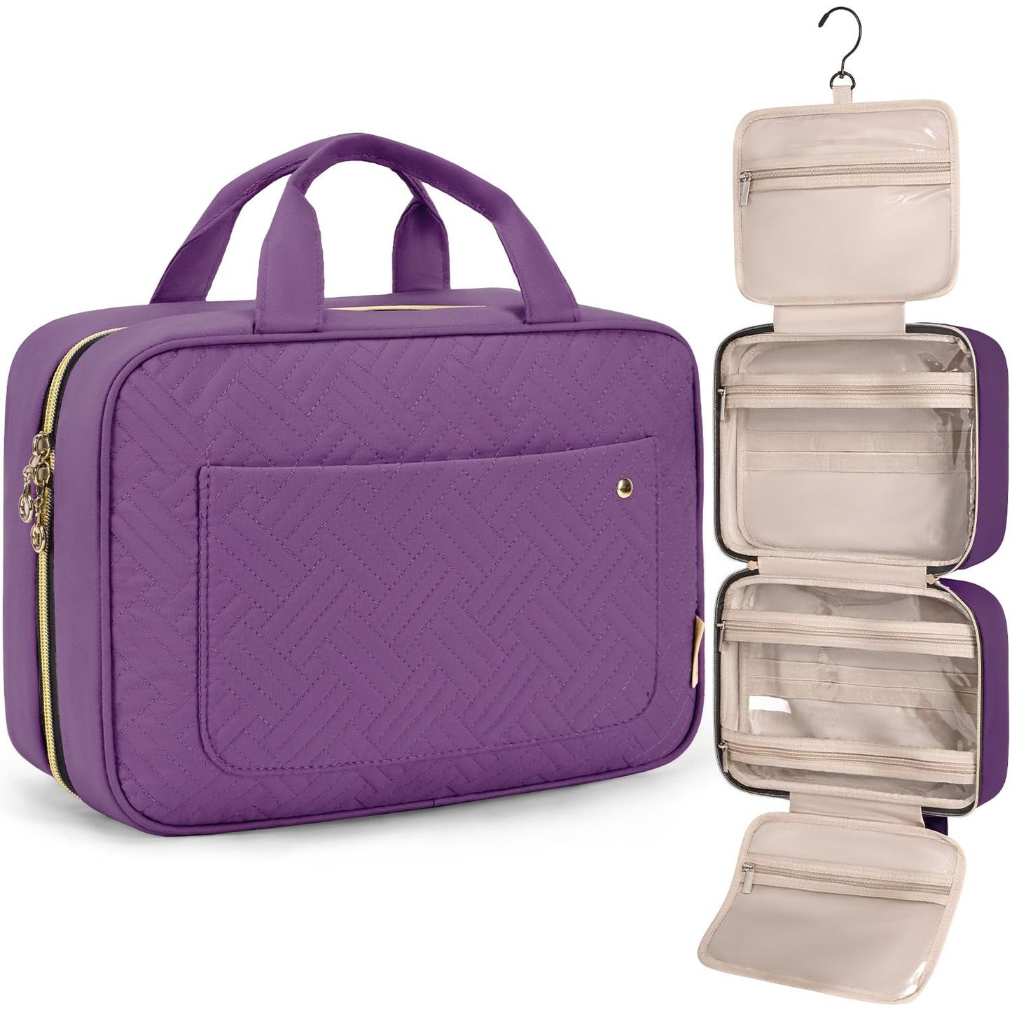 Toiletry Bag Travel Bag with Hanging Hook, Water-resistant Makeup Cosmetic Bag Travel Organizer