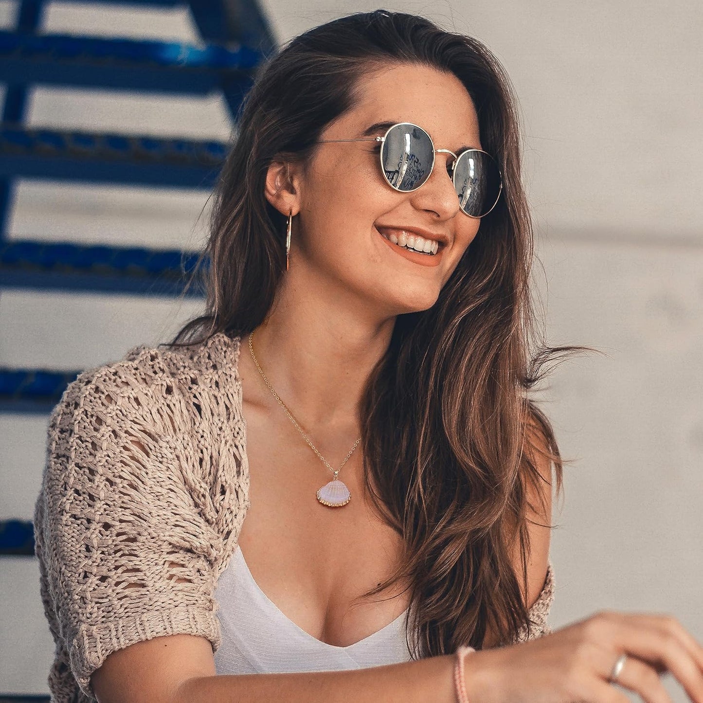 Women's 18K Gold Plated Dual Pendant Necklace - Dainty Compass & Sunflower on Layered Chain, Personalized Jewelry Gift