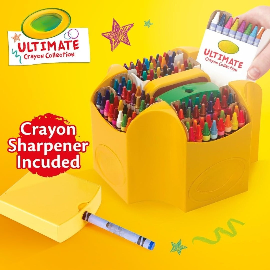 OMOMMD Ultimate Crayon Box Collection (152ct), Bulk Kids Crayon Caddy, Classic & Glitter Colors, Coloring Book Supplies, Gift for Kids, Ages 3, 4, 5