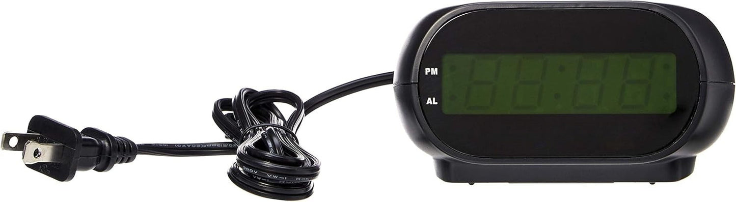 OMOMMD Small Digital Oval Alarm Clock with LED Display, Nightlight, Snooze Function & Battery Backup, Black, 4.5 x 3.5 x 2.4 Inches