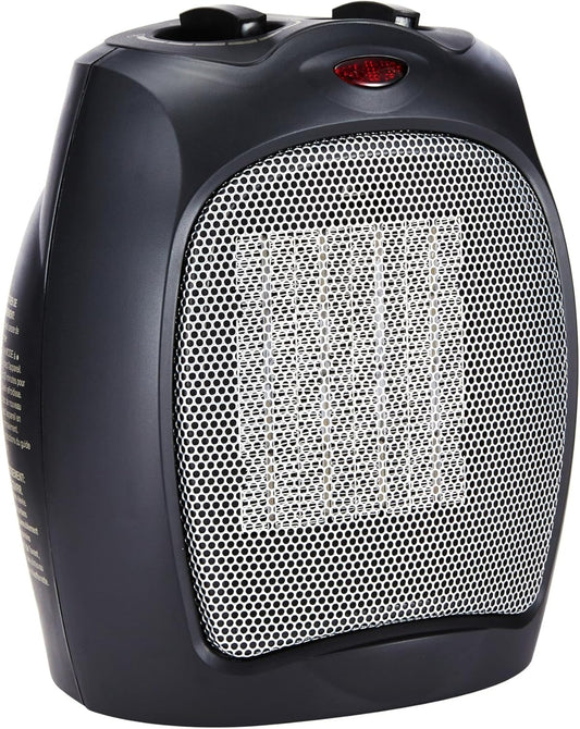 OMOMMD Ceramic Space Heater, Portable Indoor Heating Solution, With Overheat and Tip-Over Protection, Thermostat, Non-Oscillating, 1500W, 7.52"D x 6.34"W x 9.45"H, Black