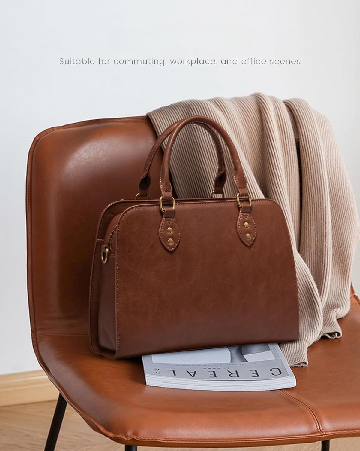Purses and Handbags for Women, Vintage-Style Leather Top Handle Shoulder Bag Satchel Tote