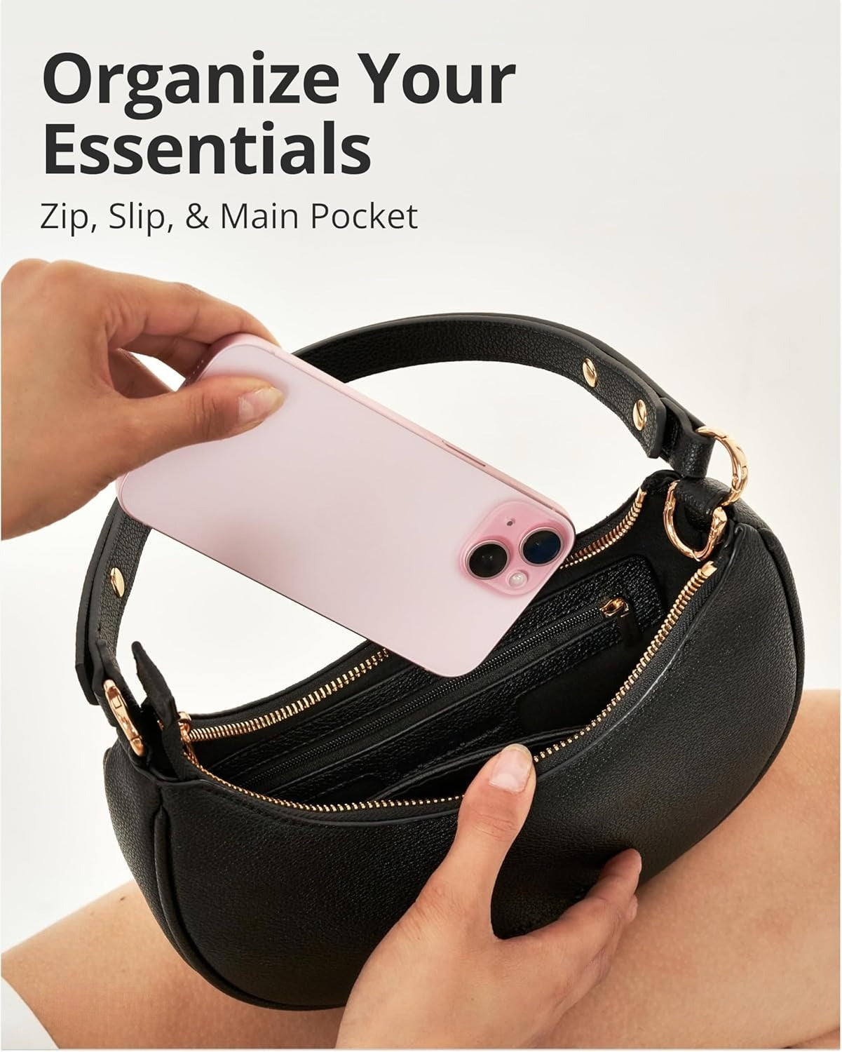 Crescent Bags For Women with RFID Protection,  with Anti-Theft Clip for Extra Safety
