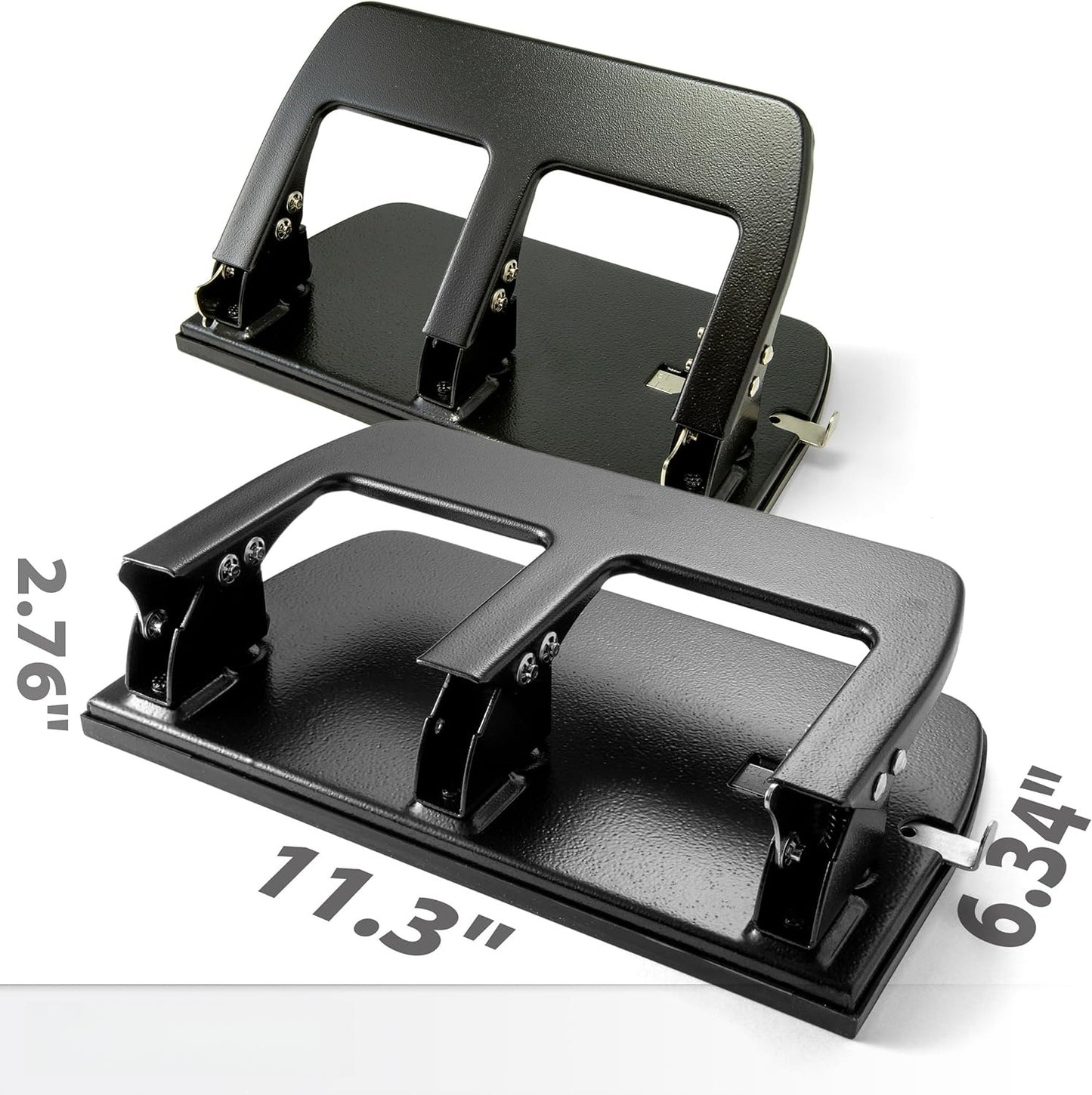 OMOMMD Officemate 3-Hole Punch, Medium Duty, 30-Sheet Capacity, Ergonomic Handles, Adjustable Paper Guide, Durable Metal Base, Black