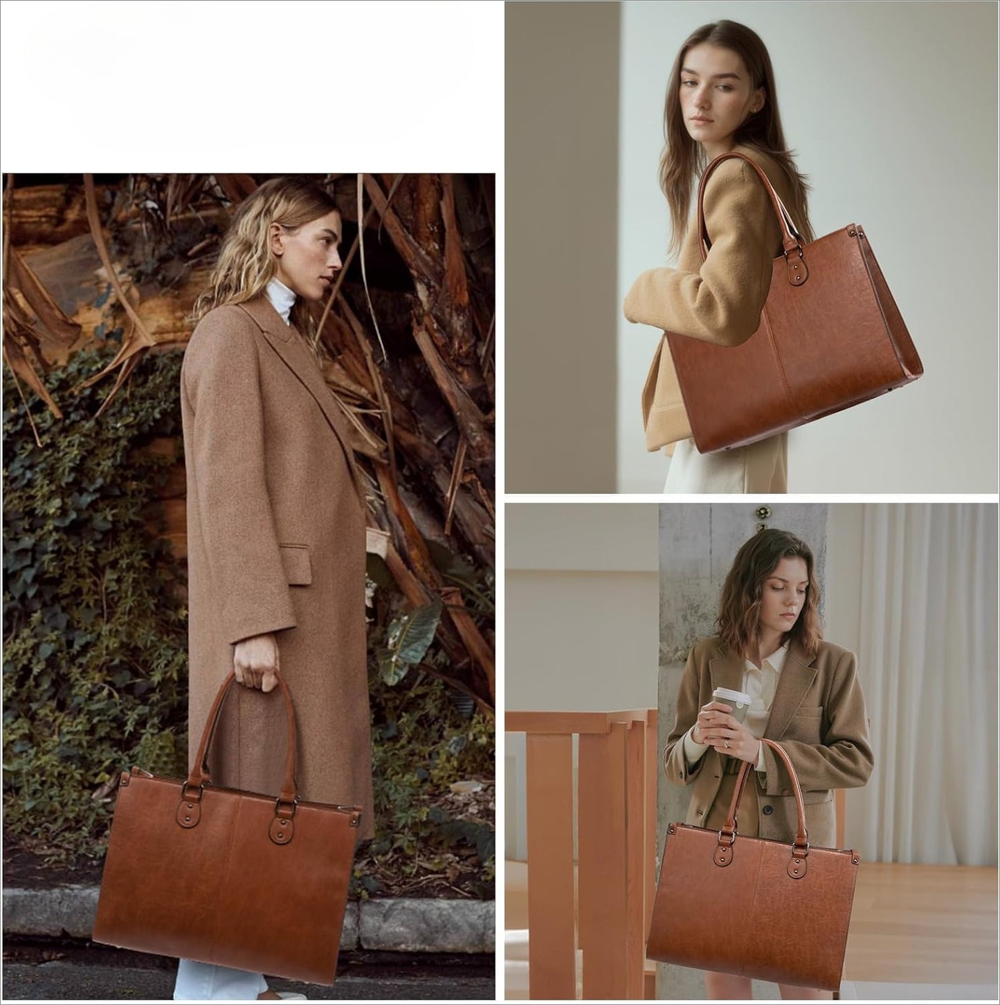 15.6 Inch Large Capacity Vintage Leather Work Computer Bag, Business Casual Shoulder Handbag