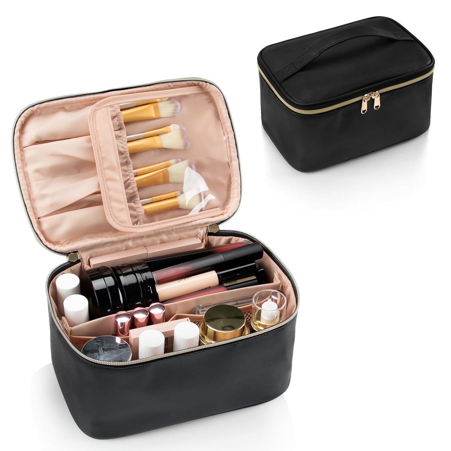 Makeup Bag, Portable Cosmetic Bag,  Makeup Case Organizer,  With Handle and Divider