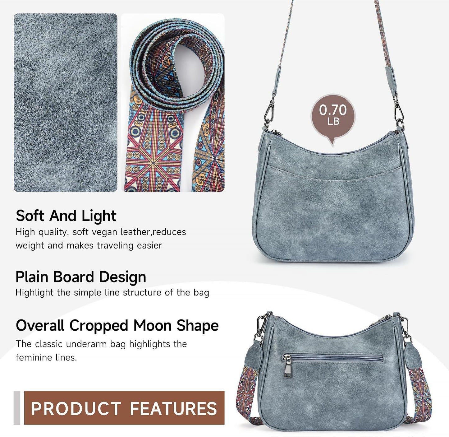 Trendy Leather Crossbody Purse with Adjustable Strap, Women's Shoulder Handbag