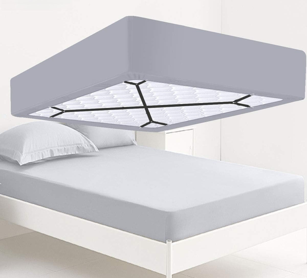 Bed Sheet Holder Straps - Sheet Straps Adjustable Bed Sheet Clips  Sheets Stays in Place,2count/Set Black