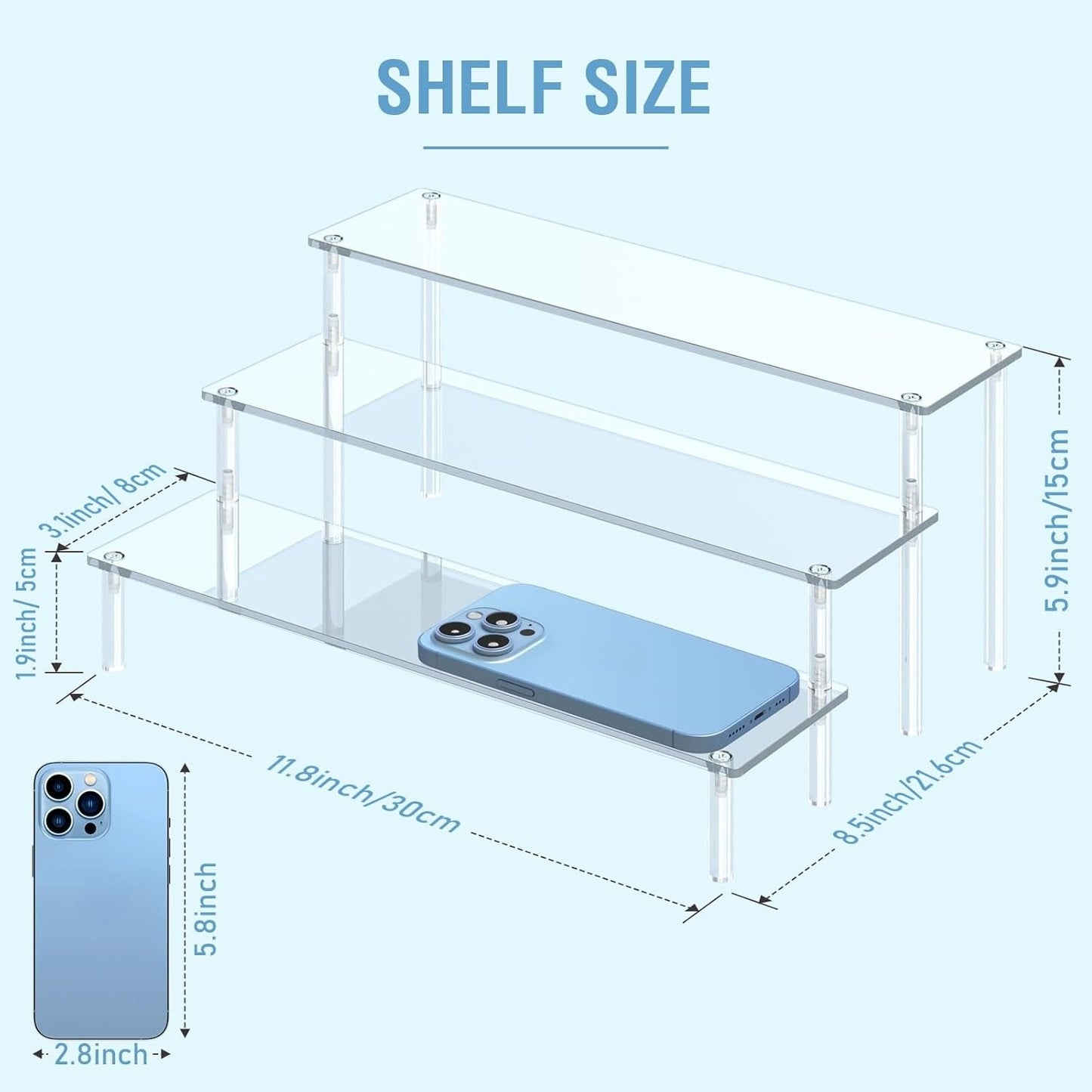 Acrylic Display Risers, 3 Tier Organizer Stand,   Decoration and Organizer
