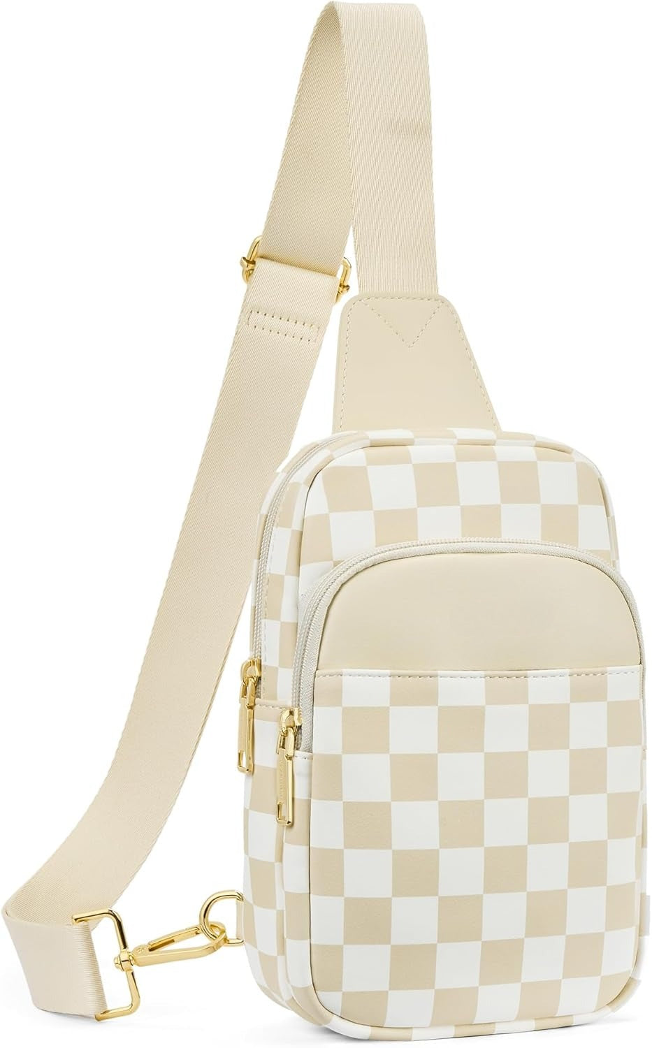 Sling Bag Quilted Crossbody Bags for Women Cross Body Purse Leather Fanny Pack with Adjustable Guitar Strap
