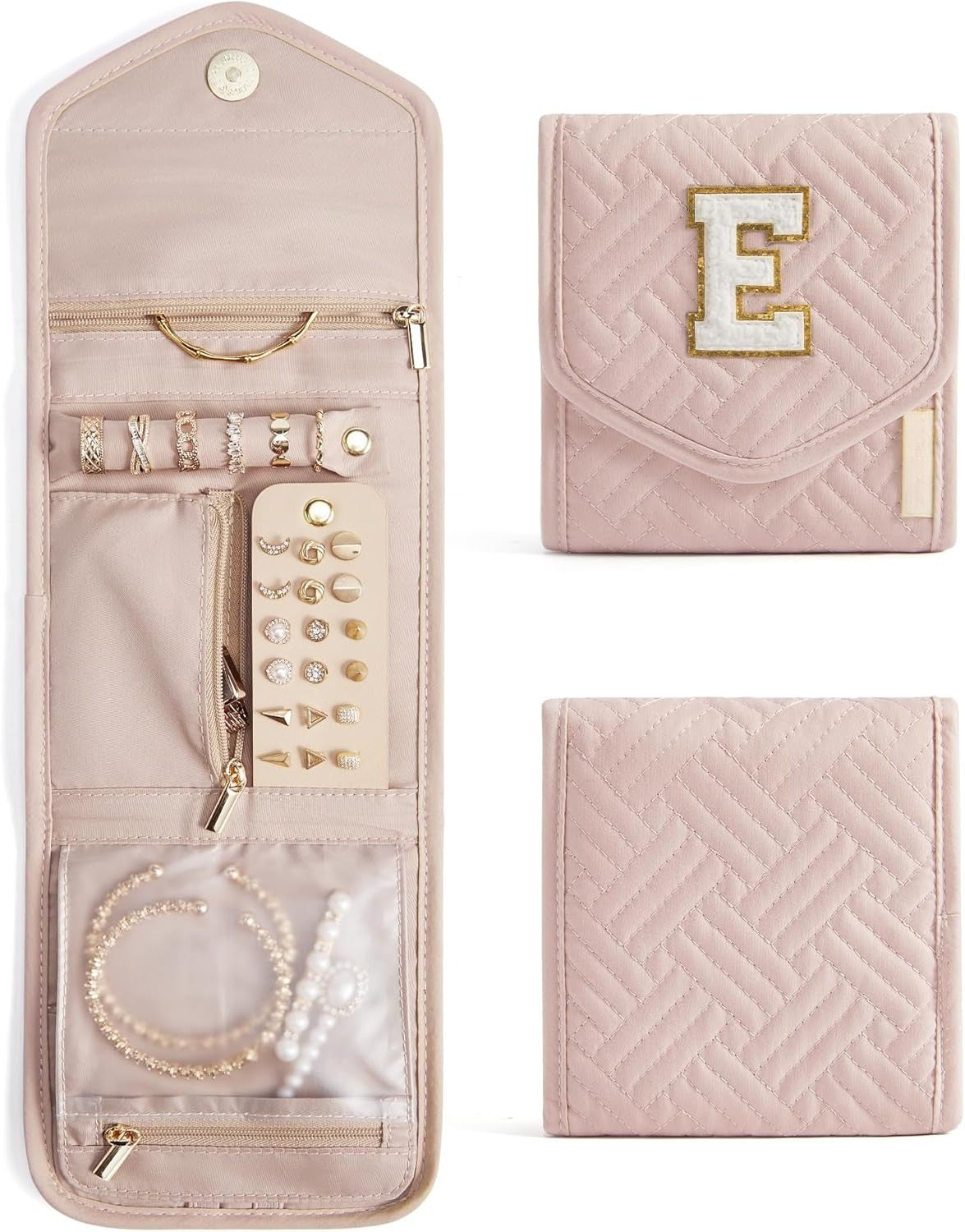 Travel Jewelry Organizer Case Foldable Small Jewelry Roll for Journey Rings, Necklaces, Earrings, Bracelets,Mini