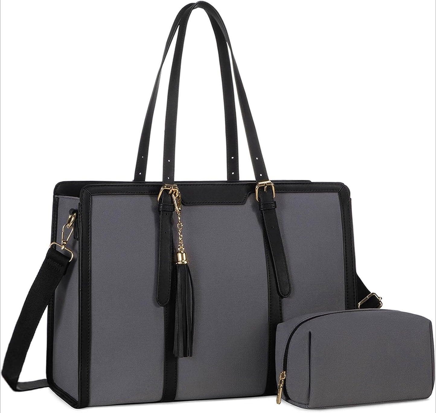 Women 15.6 inch Lightweight PU Laptop Tote Bag, Large Capacity Computer for Business, Work, Office, Travel
