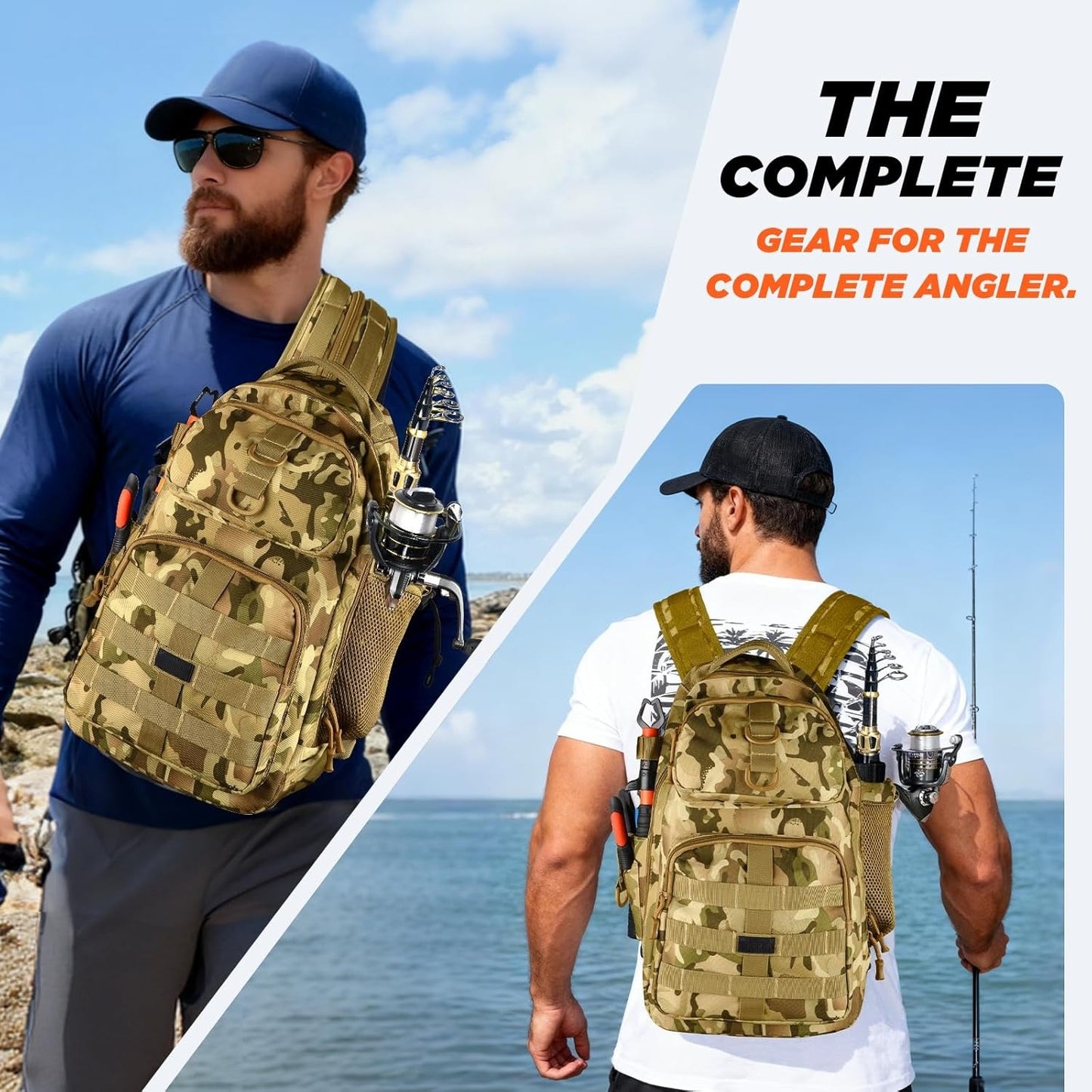 Fishing Backpack with Fishing Rod and Reel Combos Tackle Boxes