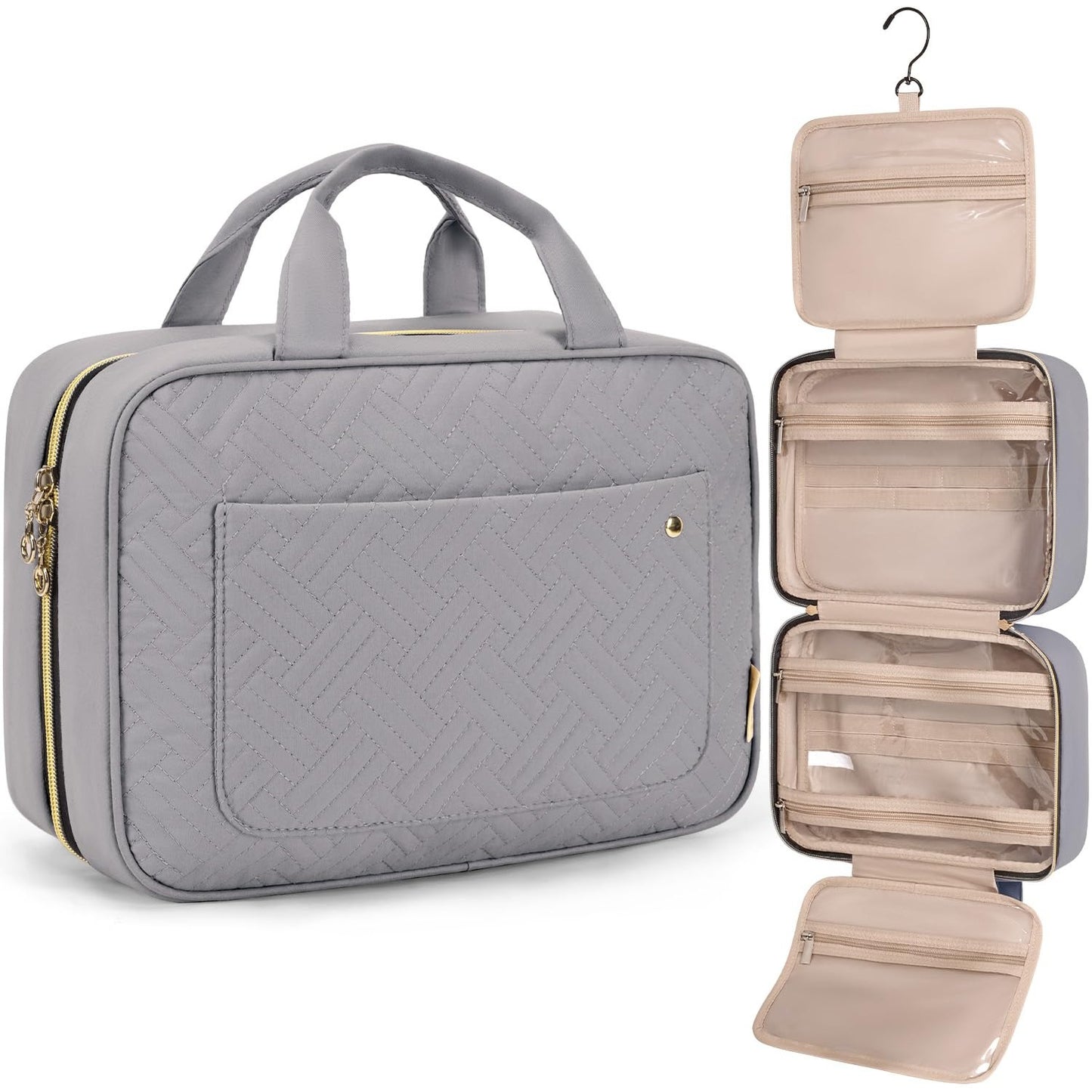 Toiletry Bag Travel Bag with Hanging Hook, Water-resistant Makeup Cosmetic Bag Travel Organizer