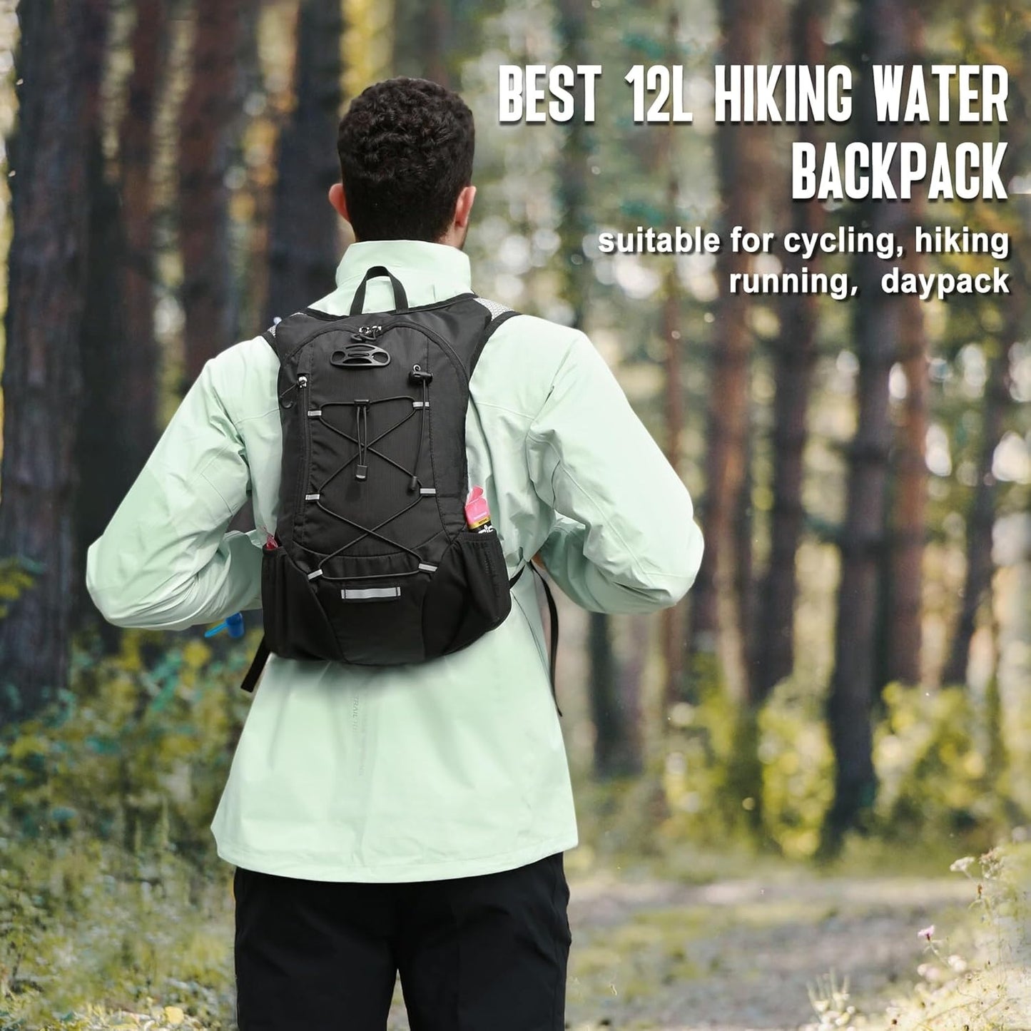 Lightweight Hydration Backpack, Running Backpack with 2L Water Bladder, Hydro Water Daypack for Hiking Rave
