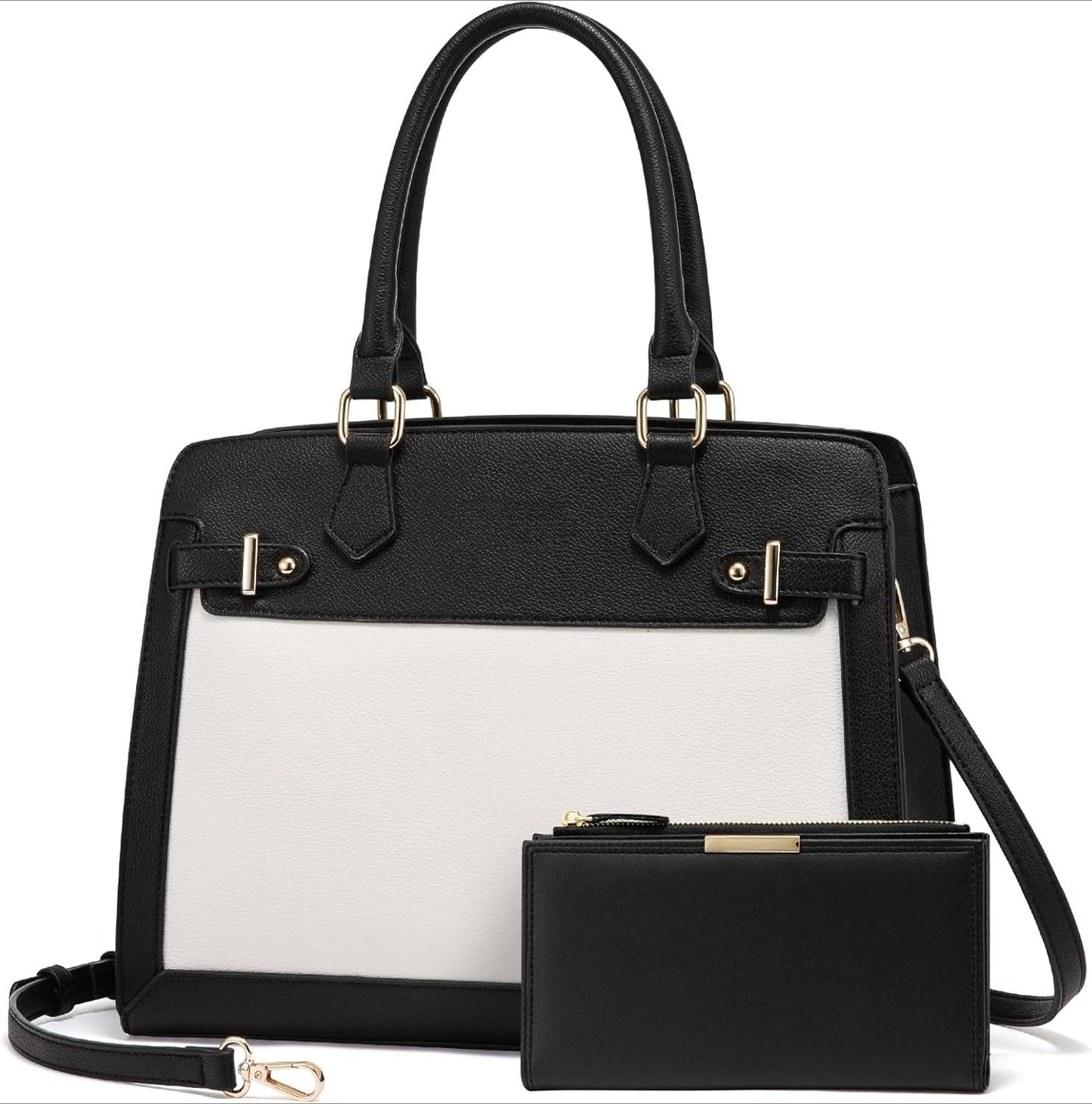 Handbags for Women, Tote Shoulder Bag Satchel Black Purse and PU Leather Top Handle for ladies