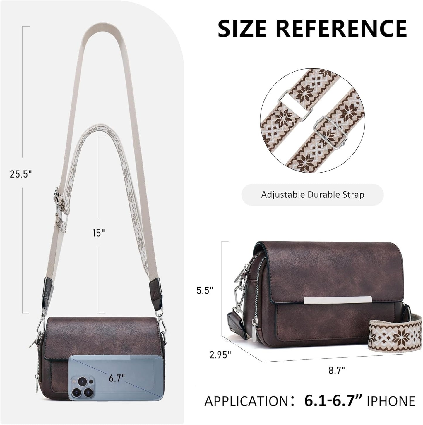 Crossbody Bags for Women Small Crossbody Wallet Purses with Card Slots Leather Shoulder Handbags