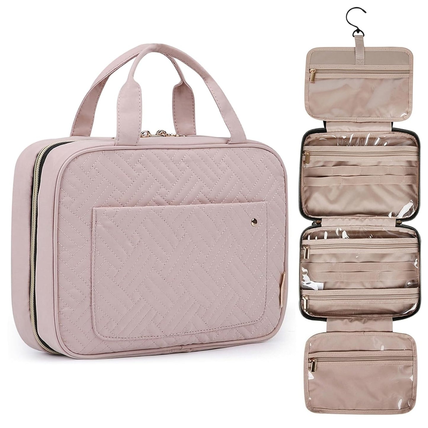 Toiletry Bag Travel Bag with Hanging Hook, Water-resistant Makeup Cosmetic Bag Travel Organizer