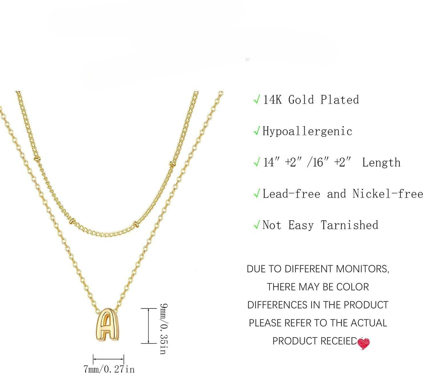 Personalized Bubble Initial Necklace In Gold & Silver - Layered Stackable Dainty Choker, Non-Tarnish Jewelry Gift For Women & Teens