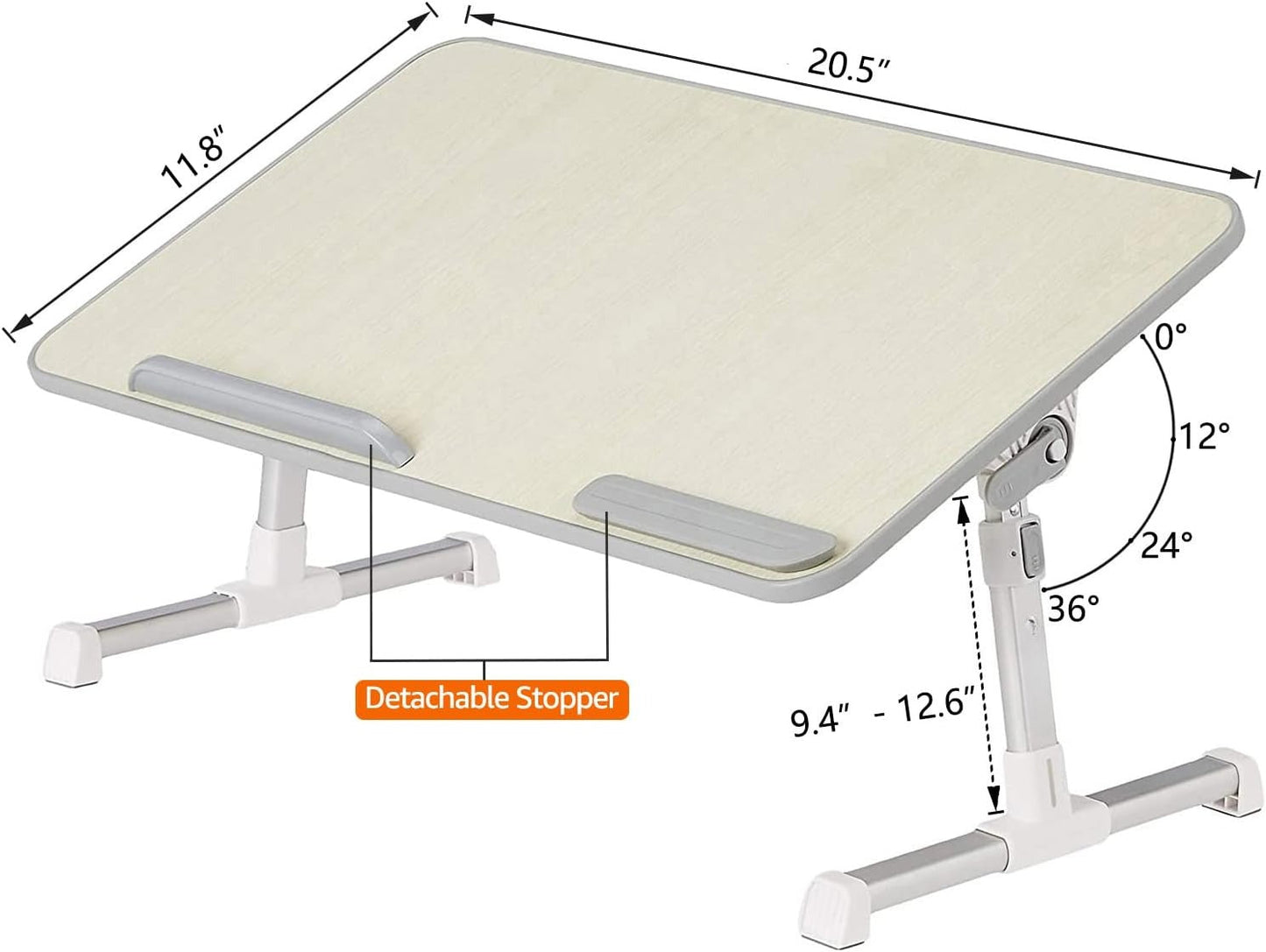 OMOMMD Portable Foldable Adjustable Laptop Stand Tray Table Lap Desk for Bed and Couch, Fits up to 17-Inch Laptop, 12"x20", Cream