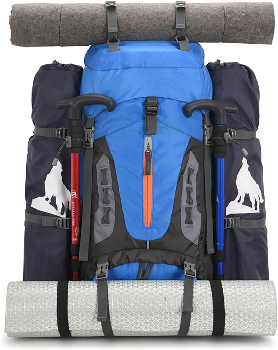 60L Hiking Camping Backpack with Rain Cover, Waterproof Large Capacity Outdoor Sport Travel Daypack