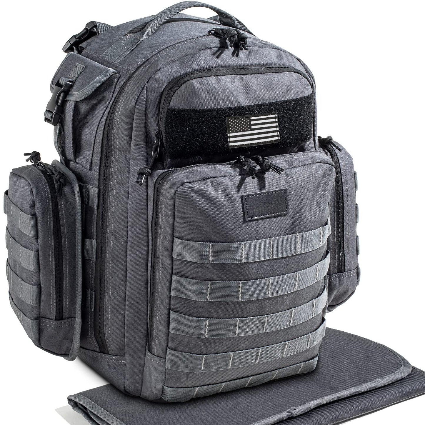 Mens Diaper Bag Backpack with Diaper Changing Mat, Waterproof Pouch, Baby Wipes pocket, Insulated Bottle Pockets