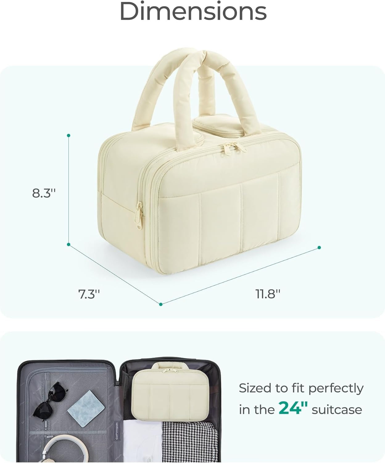 Travel Toiletry Bag, Puffy Large Toiletry Bag for Women, Lightweight Cosmetic Makeup Bag Organizer with Handle