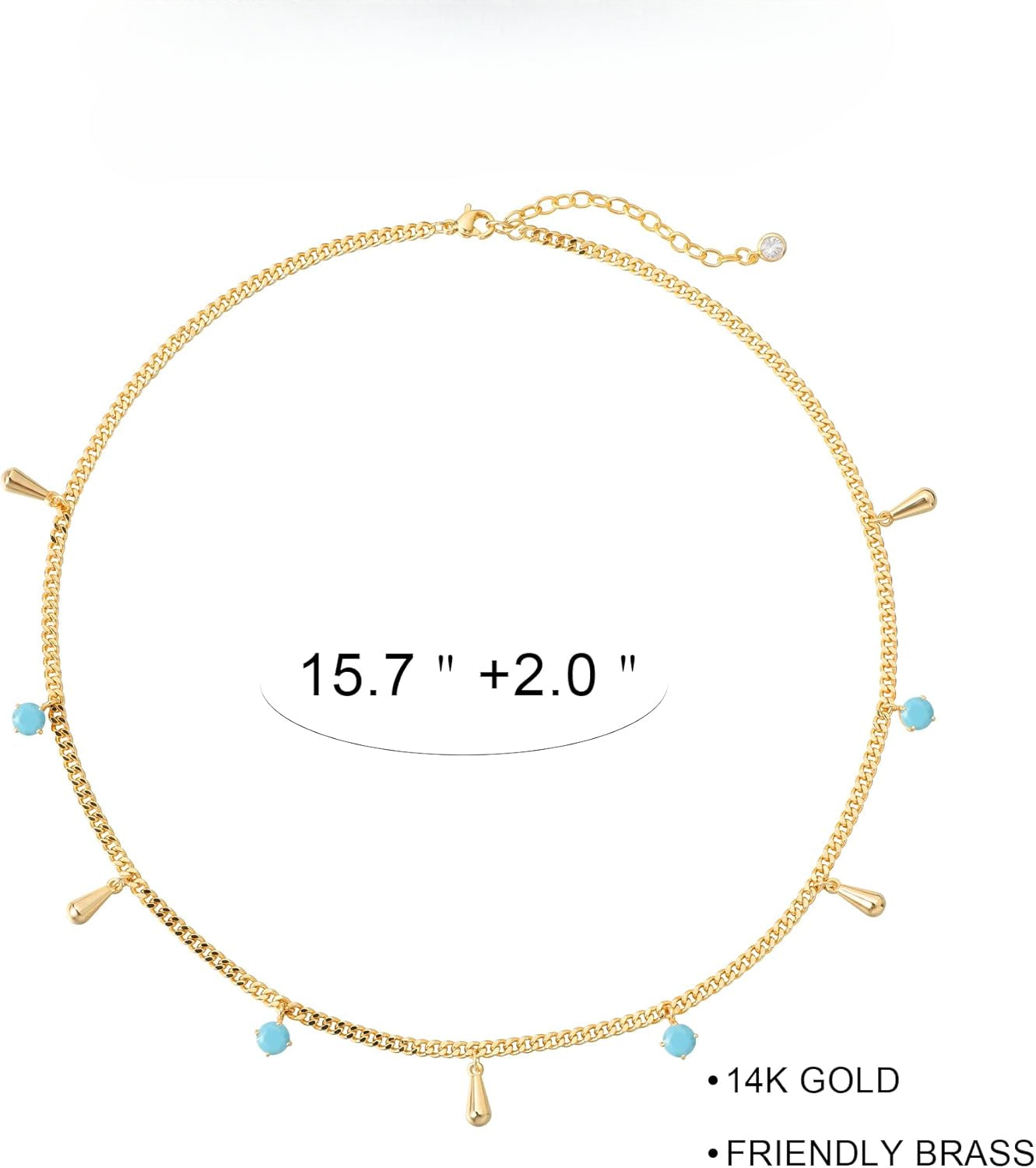 14K Gold Plated Tassel Drop White/Turquoise/Purple/Rose CZ Beads Charm Choker Necklace for Women Trendy Jewelry