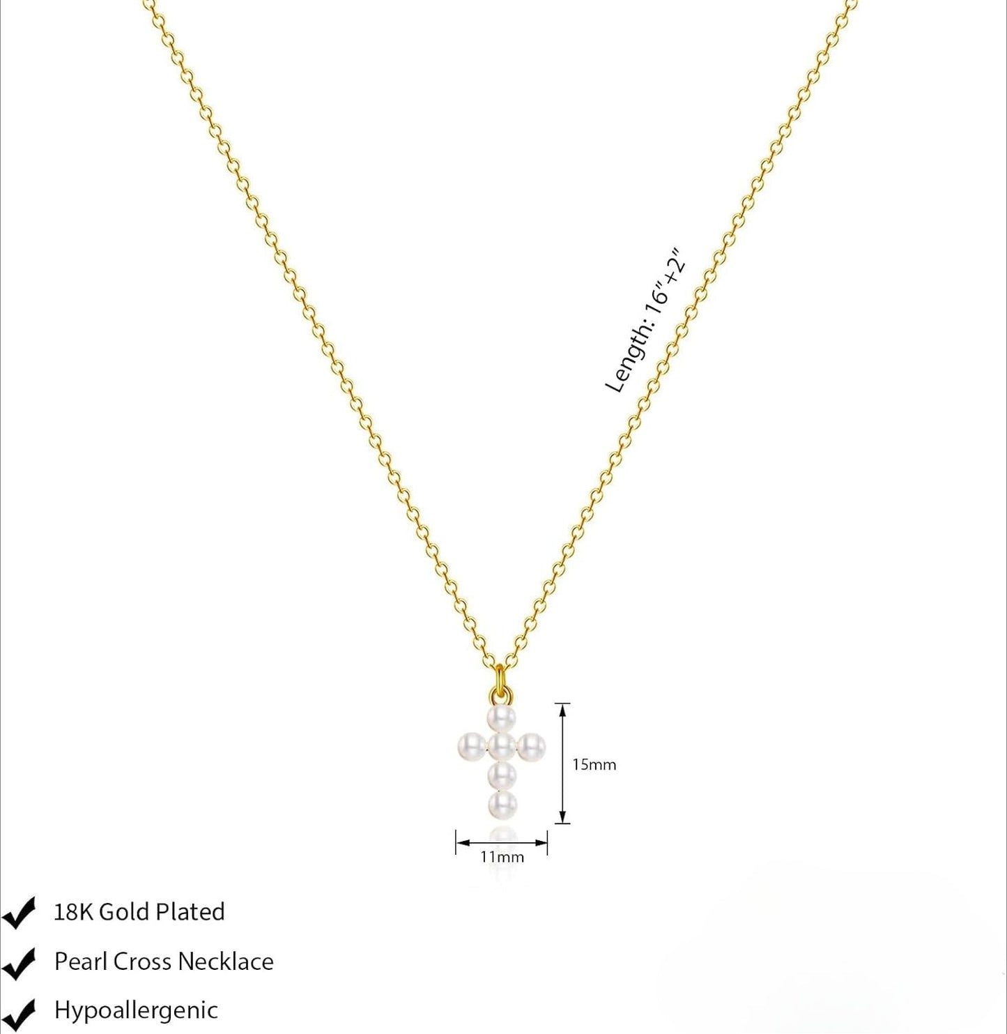 Cross Necklace - 18K Gold/Silver Plated With Cubic Zirconia, Simple Layered Design Dainty Religious Jewelry Gift For Women