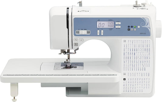 OMOMMD  Brother Sewing and Quilting Machine, Computerized, 165 Built-in Stitches, LCD Display, Wide Table, 8 Included Presser Feet, White, 20x12x17