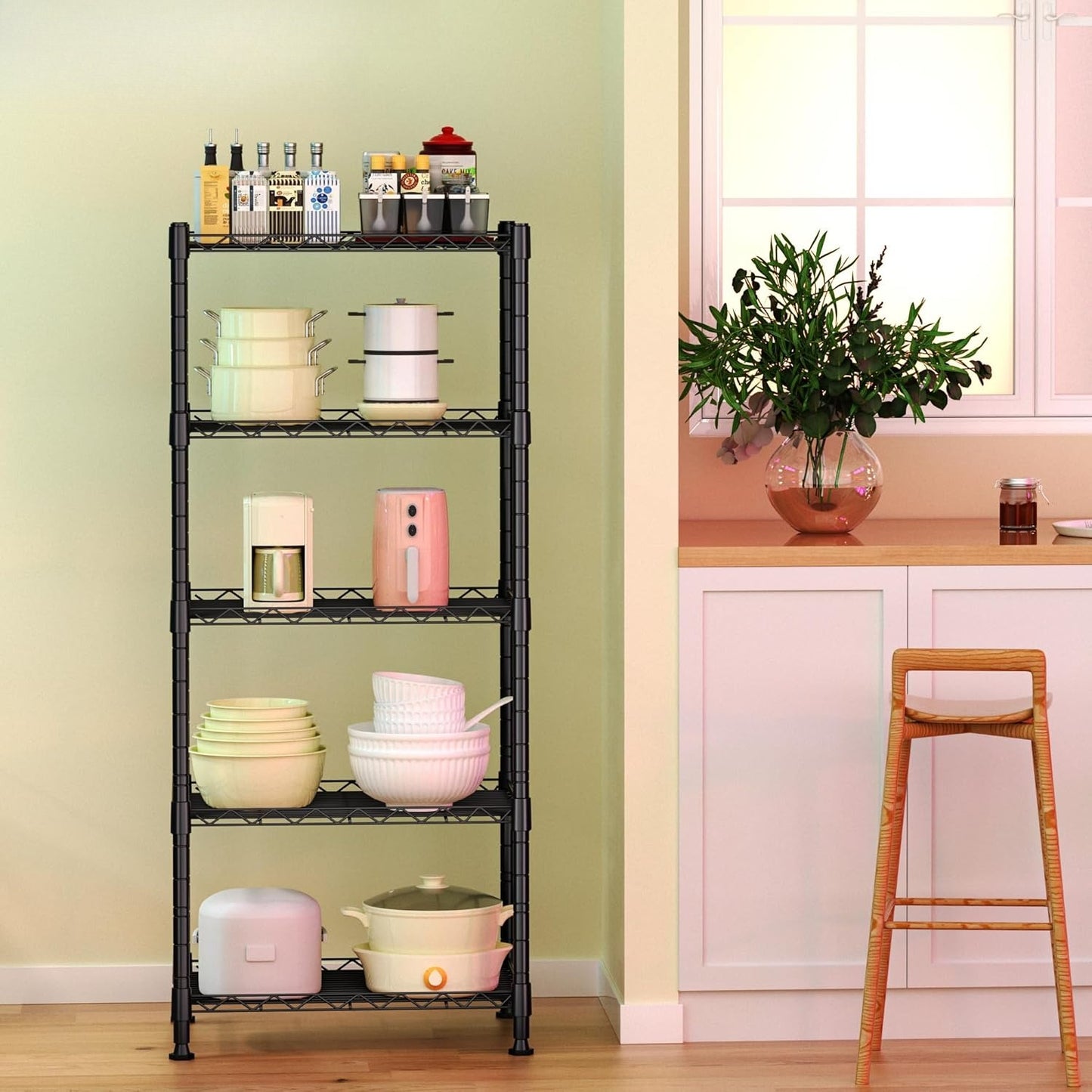 5-Wire Shelving Metal Storage Rack Adjustable Shelves,Standing Storage Shelf Units